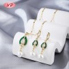 Conjunto de joyas románticas de perlas en forma de lágrima | Pendientes y collar de oro de 18 quilates para fiestas