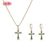 Classic Elegant Enamel Cross Multicolor Zircon Jewelry Set | 18K Gold Plated Necklace and Earriings | Women's Jewelry