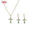 Classic Elegant Enamel Cross Multicolor Zircon Jewelry Set | 18K Gold Plated Necklace and Earriings | Women's Jewelry
