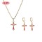 Classic Elegant Enamel Cross Multicolor Zircon Jewelry Set | 18K Gold Plated Necklace and Earriings | Women's Jewelry