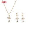 Classic Elegant Enamel Cross Multicolor Zircon Jewelry Set | 18K Gold Plated Necklace and Earriings | Women's Jewelry