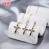 Ensemble de bijoux croix en émail classique avec zircon multicolore | Collier et boucles d'oreilles pour femme | Soirée
