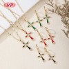 Classic Elegant Enamel Cross Multicolor Zircon Jewelry Set | 18K Gold Plated Necklace and Earriings | Women's Jewelry