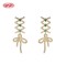 Vintage Twisted Wire Bow Long Cubic Zircon Dangle Earrings | Female Wedding Banquet Occasions | Brass Jewelry for Gifts