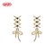 Vintage Twisted Wire Bow Long Cubic Zircon Dangle Earrings | Female Wedding Banquet Occasions | Brass Jewelry for Gifts