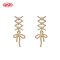 Vintage Twisted Wire Bow Long Cubic Zircon Dangle Earrings | Female Wedding Banquet Occasions | Brass Jewelry for Gifts