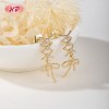 Pendientes largos colgantes de alambre trenzado vintage con lazo | Regalos y bodas | Joyería de latón para mujer
