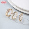 Anillo de latón chapado en oro de 18 quilates | Anillo abierto ajustable con circonitas cúbicas AAA multicolor | Estilo urbano y casual | Joyería HD al por mayor