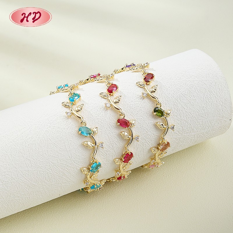 18K Gold Plated Brass Leaf Vine Bracelet