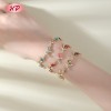 Pulsera de latón chapada en oro de 18 quilates con diseño de hojas y enredaderas | Piedra de circonita cúbica AAA | Brazalete apilable colorido para mujer | Joyería romántica para bodas