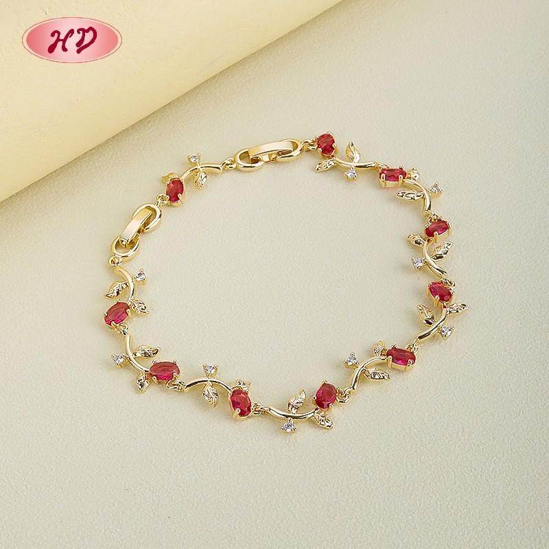 18K Gold Plated Brass Leaf Vine Bracelet
