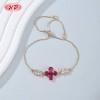 Factory Direct Pink CZ Flower Bracelet | 18K Gold Plated Bracelet Supplier