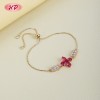 Pulsera de latón chapada en oro de 18 quilates con diseño de trébol | Piedra de circonita cúbica AAA | Rosa y transparente para uso diario | Joyería ideal para regalar en bodas
