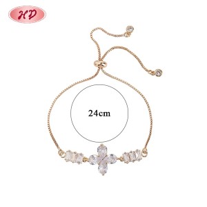 Wholesale Clear CZ Flower Charm Bracelet | 18K Gold Plated Bracelet Manufacturer