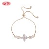Wholesale Clear CZ Flower Charm Bracelet | 18K Gold Plated Bracelet Manufacturer