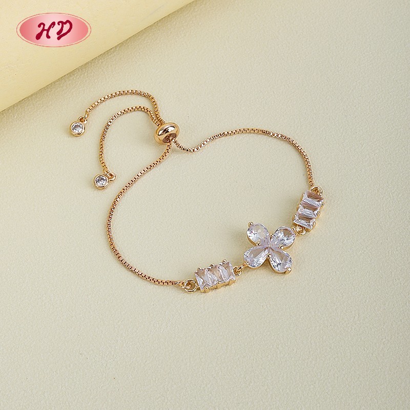 18K Gold Plated Brass Flower Bracelet | AAA CZ Stone | Purple & Champagne Floral Bangle for Women | Bridal Gift Party