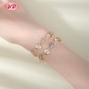Pulsera de flores de latón chapada en oro de 18 quilates | Piedra de circonita cúbica AAA | Brazalete floral morado y champán para mujer | Regalo para despedida de soltera