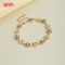18K Gold Plated Brass Flower Bracelet | AAA CZ Stone | Purple & Champagne Floral Bangle for Women | Bridal Gift Party
