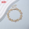 Wholesale Champagne CZ Flower Star Bracelet | 18K Gold Plated Link Bracelet Supplier