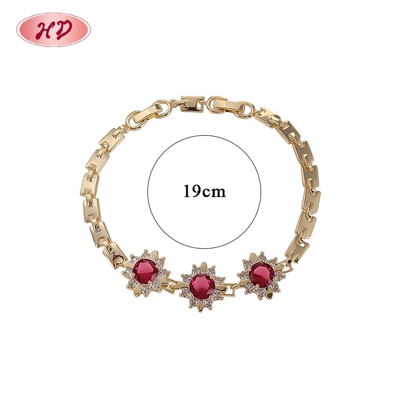 18K Gold Plated Brass Sunflower Bracelet | AAA CZ Stone | Fashion Jewelry for Women | Party Bracelet Wholesale by HD