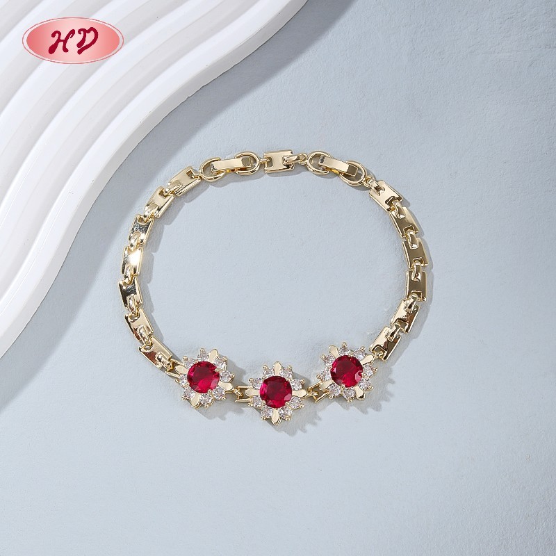 18K Gold Plated Brass Sunflower Bracelet | AAA CZ Stone | Fashion Jewelry for Women | Party Bracelet Wholesale by HD