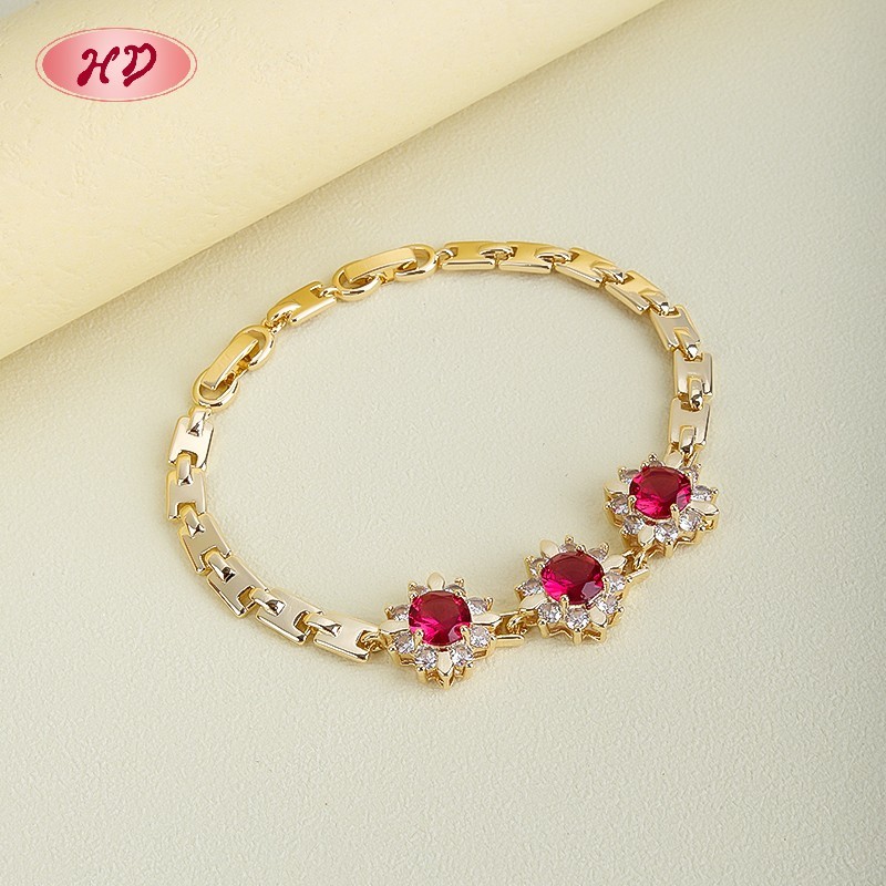 18K Gold Plated Brass Sunflower Bracelet | AAA CZ Stone | Fashion Jewelry for Women | Party Bracelet Wholesale by HD