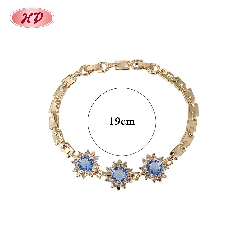 18K Gold Plated Brass Sunflower Bracelet | AAA CZ Stone | Fashion Jewelry for Women | Party Bracelet Wholesale by HD
