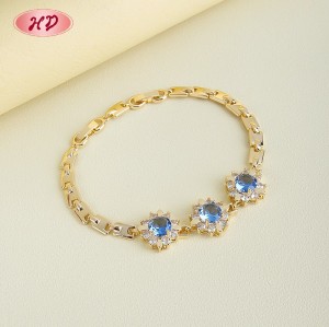 18K Gold Plated Brass Sunflower Bracelet | AAA CZ Stone | Fashion Jewelry for Women | Party Bracelet Wholesale by HD