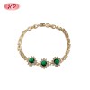 Fresh Green CZ Flower Charm Bracelet | 18K Gold Plated Brass Bulk