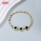Fresh Green CZ Flower Charm Bracelet | 18K Gold Plated Brass Bulk
