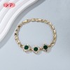 Fresh Green CZ Flower Charm Bracelet | 18K Gold Plated Brass Bulk