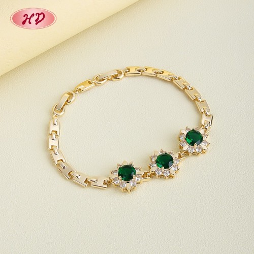 18K Gold Plated Brass Sunflower Bracelet | AAA CZ Stone | Fashion Jewelry for Women | Party Bracelet Wholesale by HD