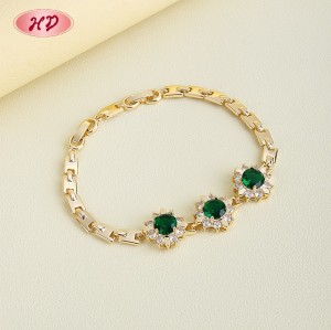 18K Gold Plated Brass Sunflower Bracelet | AAA CZ Stone | Fashion Jewelry for Women | Party Bracelet Wholesale by HD