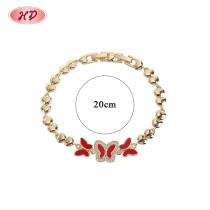 Red Butterfly Enamel Link Bracelet | 18K Gold Plated Brass Wholesale Jewelry