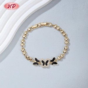 18K Gold Plated Brass Butterfly Bracelet | AAA CZ & Enamel | Multi-Color Adjustable Bangle for Women | Wedding and Party