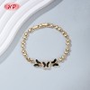 Pulsera de mariposa de latón chapada en oro de 18 quilates | Circonitas cúbicas AAA y esmalte | Brazalete ajustable multicolor para mujer | Boda y fiesta