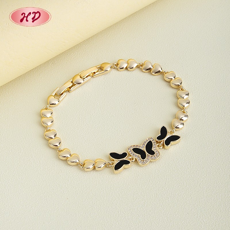 18K Gold Plated Brass Butterfly Bracelet | AAA CZ & Enamel | Multi-Color Adjustable Bangle for Women
