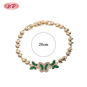 Green Butterfly Enamel Link Bracelet | 18K Gold Plated Brass Jewelry Manufacturer