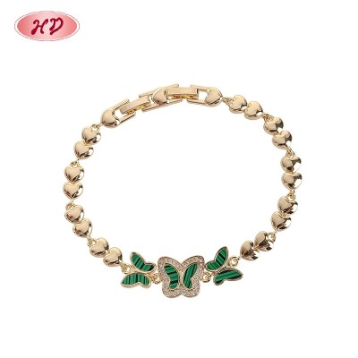 Green Butterfly Link Bracelet | 18K Gold Plated Brass Jewelry Manufacturer | Women's Jewely Bulk | Wholesale Jewelry