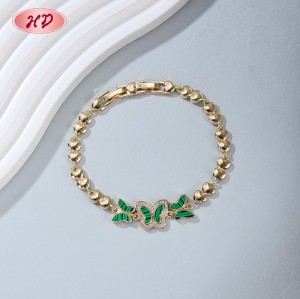 18K Gold Plated Brass Butterfly Bracelet | AAA CZ & Enamel | Multi-Color Adjustable Bangle for Women | Wedding and Party