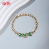 Pulsera de mariposa de latón chapada en oro de 18 quilates | Circonitas cúbicas AAA y esmalte | Brazalete ajustable multicolor para mujer | Boda y fiesta