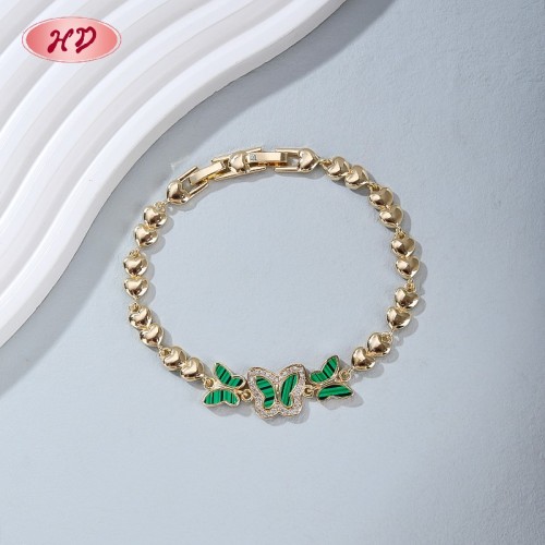 18K Gold Plated Brass Butterfly Bracelet | AAA CZ & Enamel | Multi-Color Adjustable Bangle for Women | Wedding and Party