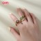 18K Gold Plated Brass Floral Leaf Ring | AAA CZ Adjustable Open Ring | For Daily & Occasion Wear | Hengdian (HD) Jewelry