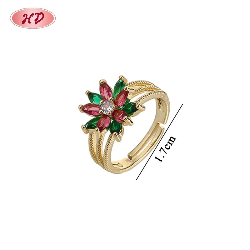 18K Gold Plated Brass Floral Leaf Ring