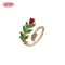 18K Gold Plated Brass Floral Leaf Ring | AAA CZ Adjustable Open Ring | For Daily & Occasion Wear | Hengdian (HD) Jewelry