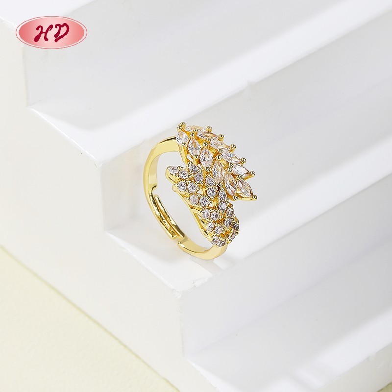 18K Gold Plated Brass Leaf Wheat Ring