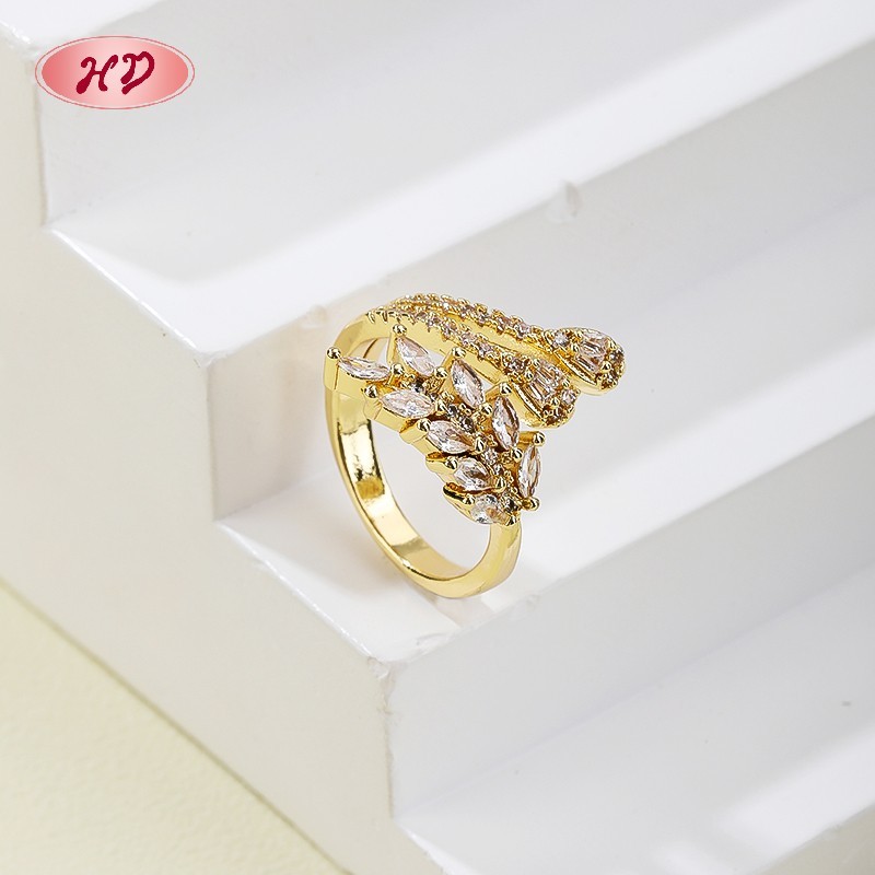 18K Gold Plated Brass Leaf Wheat Ring