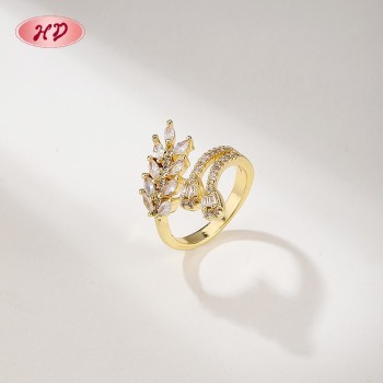 18K Gold Plated Ring | Brass Leaf Wheat Adjustable Ring | Women's Formal & Casual Wear by HD