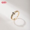 Anillo de latón chapado en oro de 18 quilates | Anillo abierto ajustable con circonitas cúbicas AAA multicolor | Estilo urbano y casual | Joyería HD al por mayor