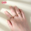 Anillo de latón chapado en oro de 18 quilates | Anillo abierto ajustable con circonitas cúbicas AAA multicolor | Estilo urbano y casual | Joyería HD al por mayor
